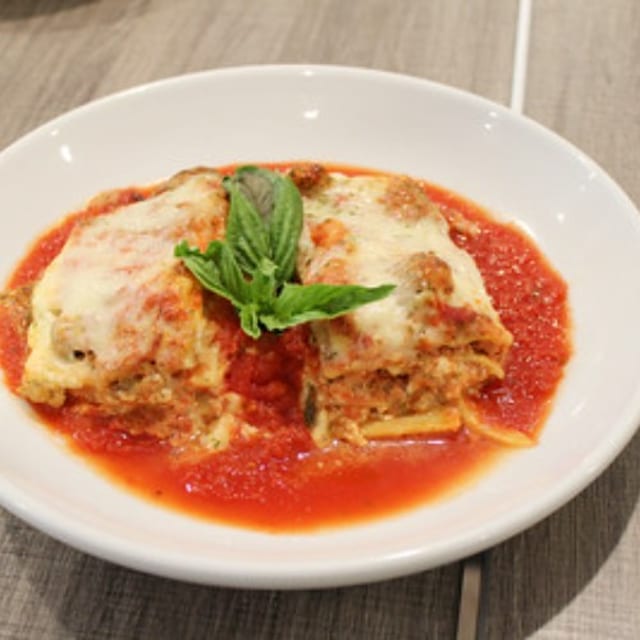 Eggplant Parmigiana with Penne.